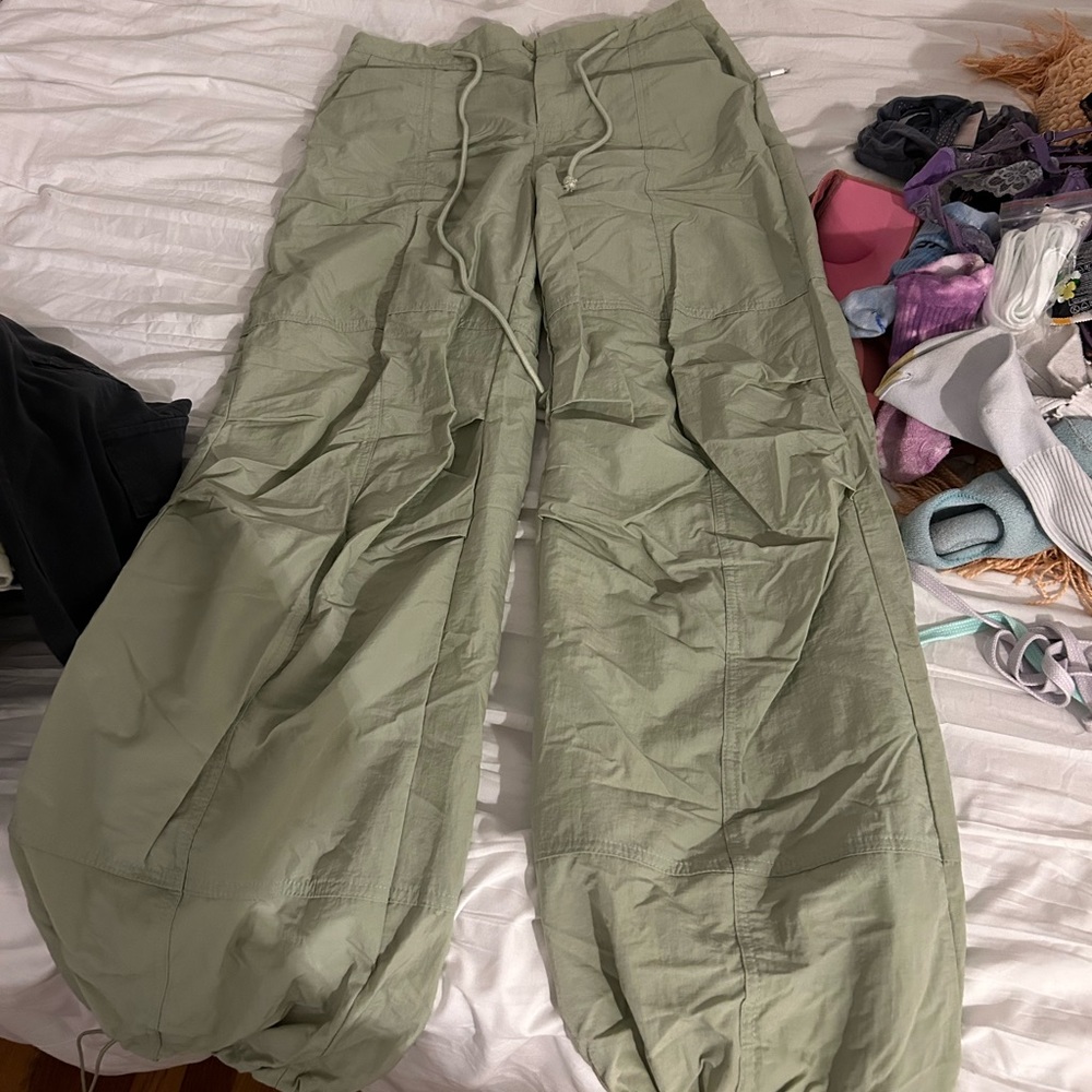 Green parachute pants